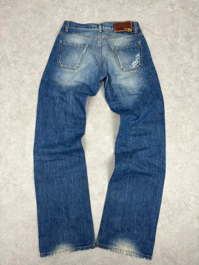 AW2007 Prada Faded Blue Straight Denim Jeans ettmWeT 5