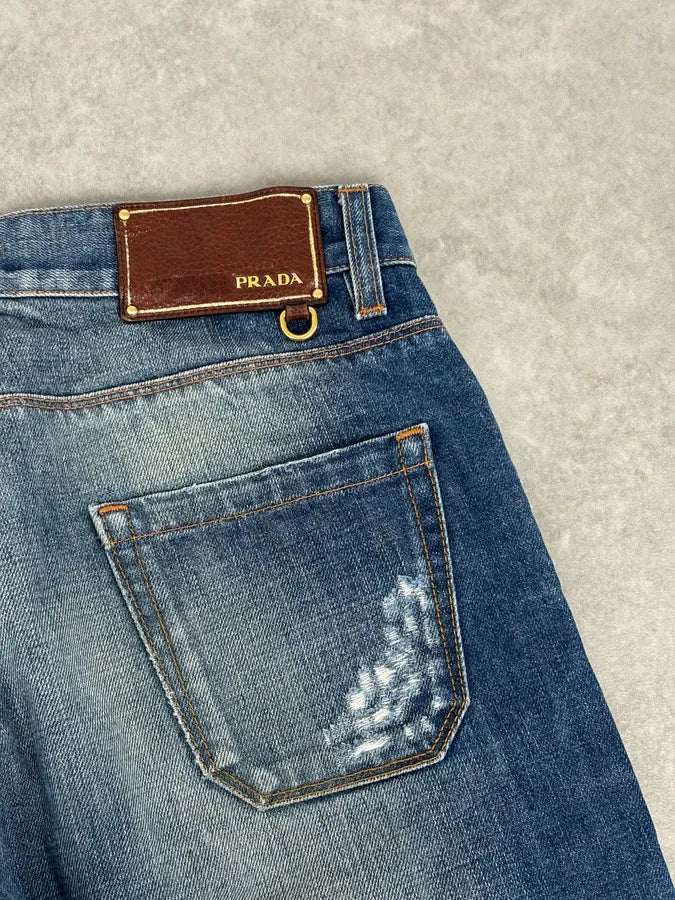 AW2007 Prada Faded Blue Straight Denim Jeans ettmWeT 7