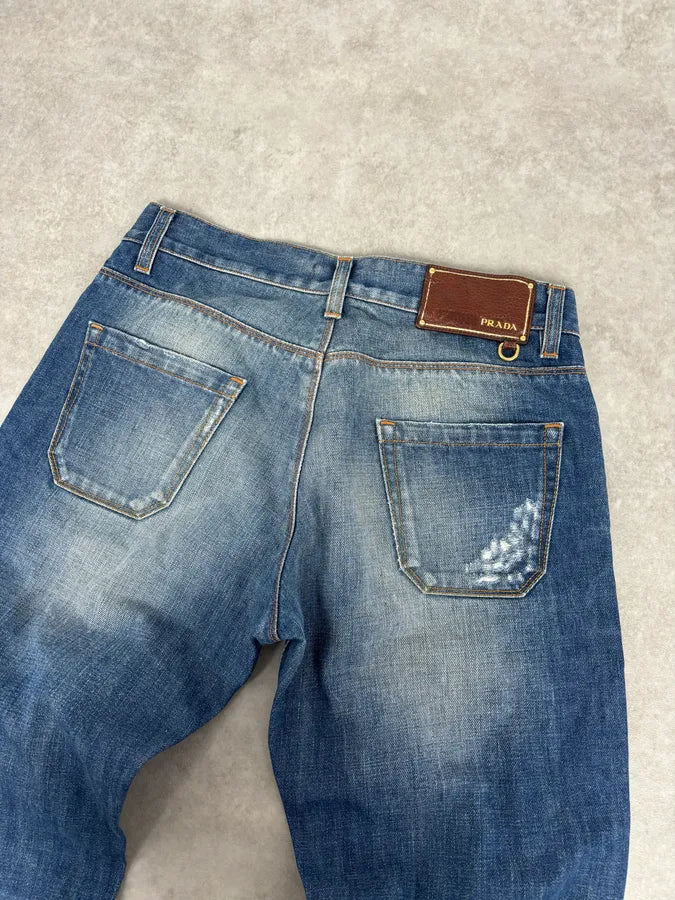 AW2007 Prada Faded Blue Straight Denim Jeans ettmWeT 6