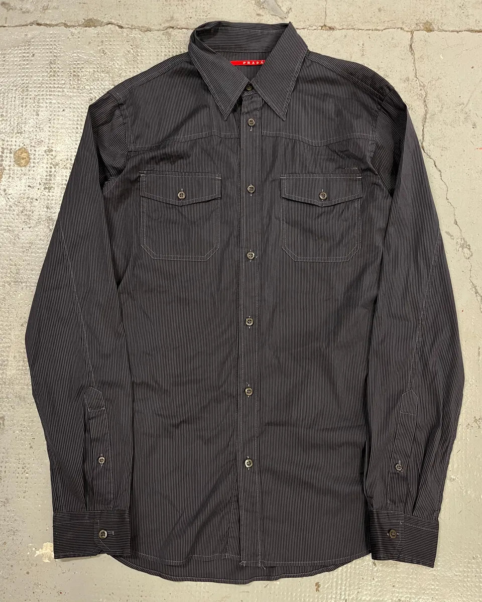 AW2007 Prada Grey Striped Shirt  VLVCXCO 0