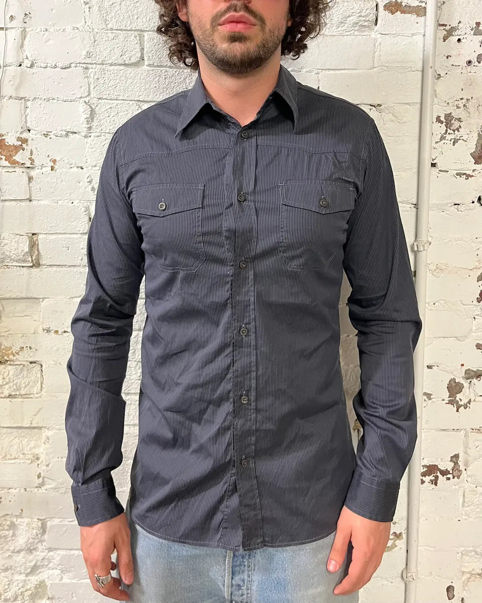 AW2007 Prada Grey Striped Shirt  VLVCXCO 1