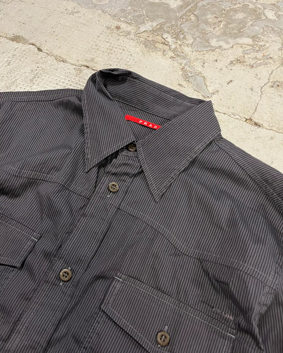 AW2007 Prada Grey Striped Shirt  VLVCXCO 4
