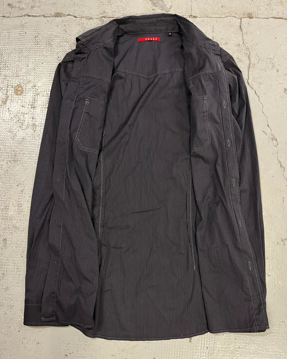 AW2007 Prada Grey Striped Shirt  VLVCXCO 7