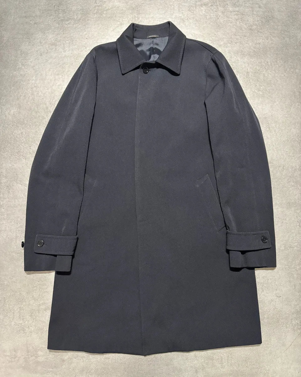AW2007 Prada Navy Trench Wool Minimalist Pure Jacket (M/L) 0