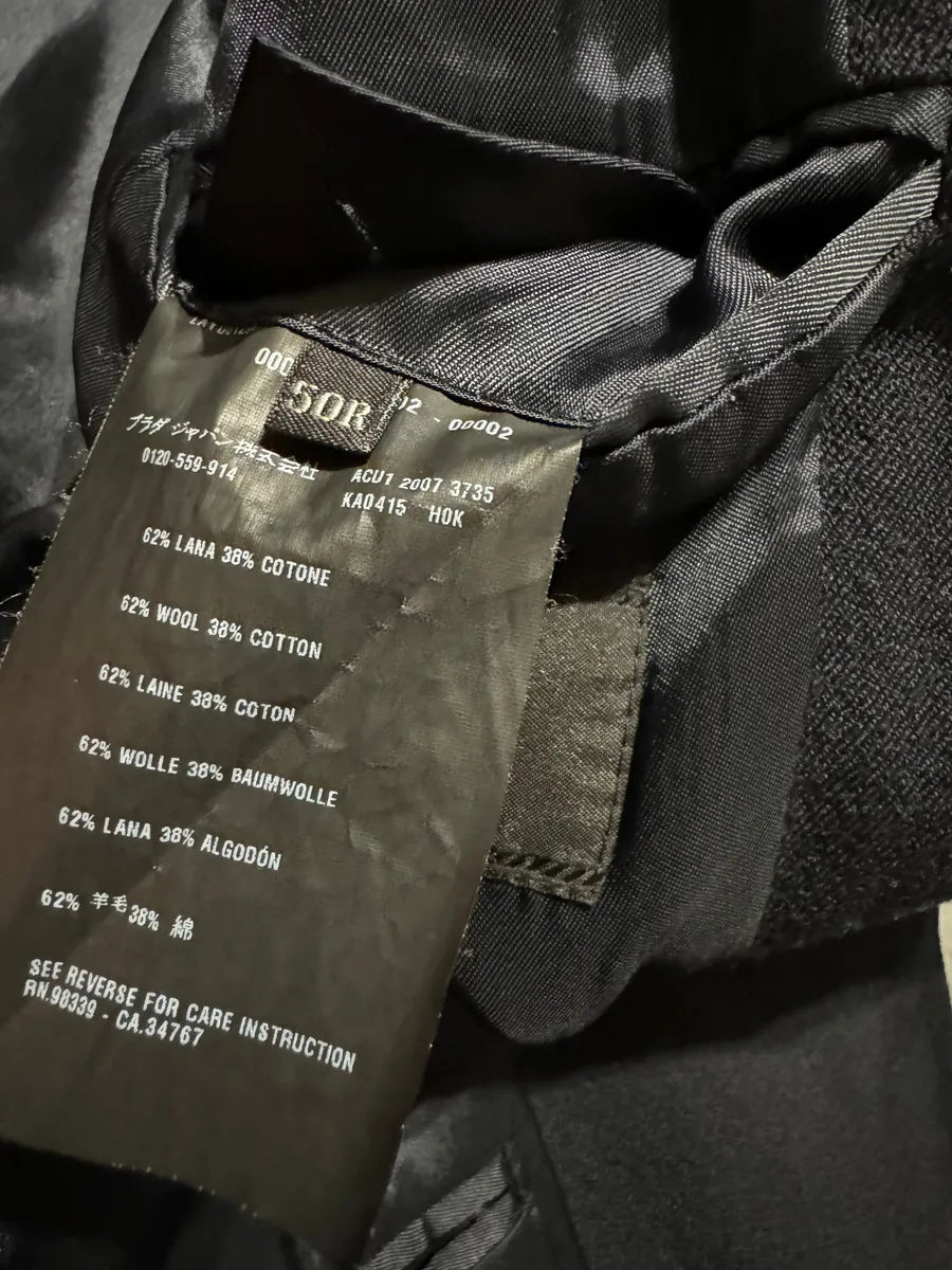 AW2007 Prada Navy Trench Wool Minimalist Pure Jacket (M/L) 2