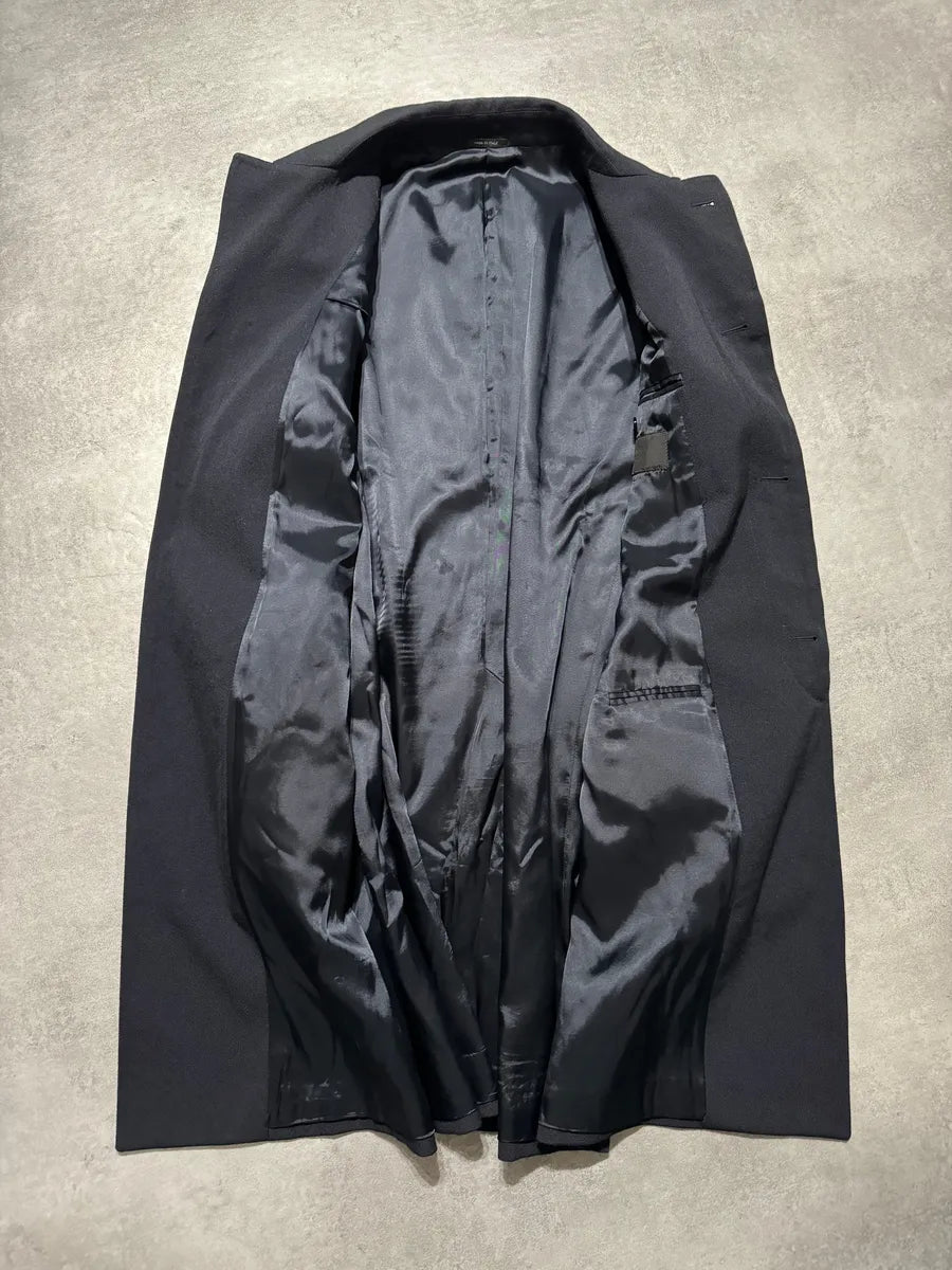 AW2007 Prada Navy Trench Wool Minimalist Pure Jacket (M/L) 3