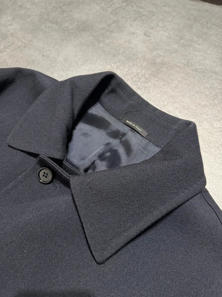 AW2007 Prada Navy Trench Wool Minimalist Pure Jacket (M/L) 7