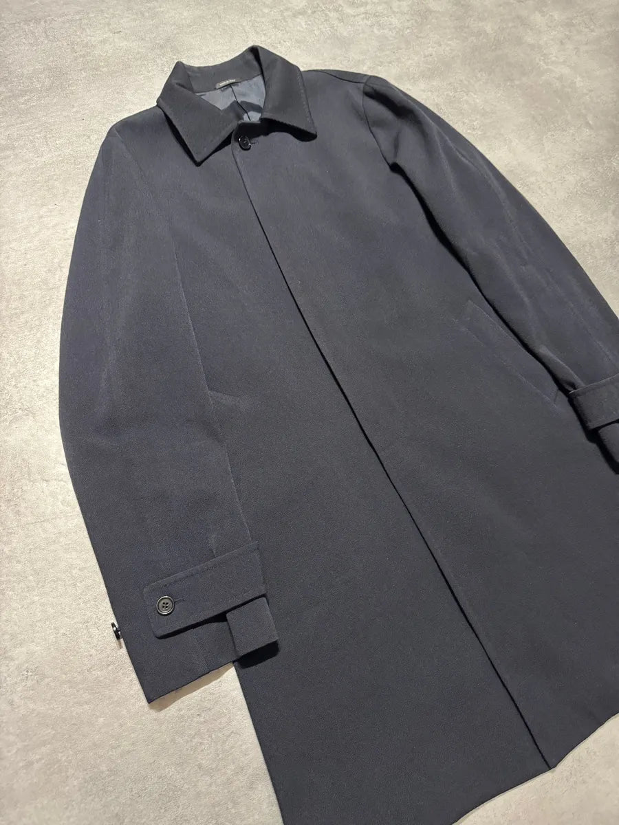 AW2007 Prada Navy Trench Wool Minimalist Pure Jacket (M/L) 8