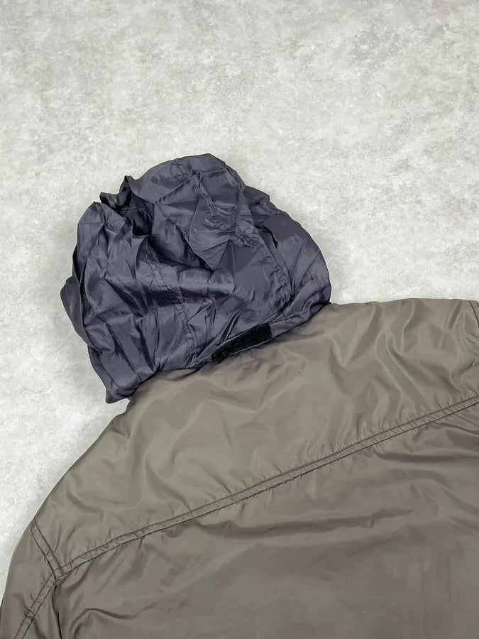  2000s Prada Dyed Kid Fur Grey Hooded Puffer Jacket aIJziGx 8