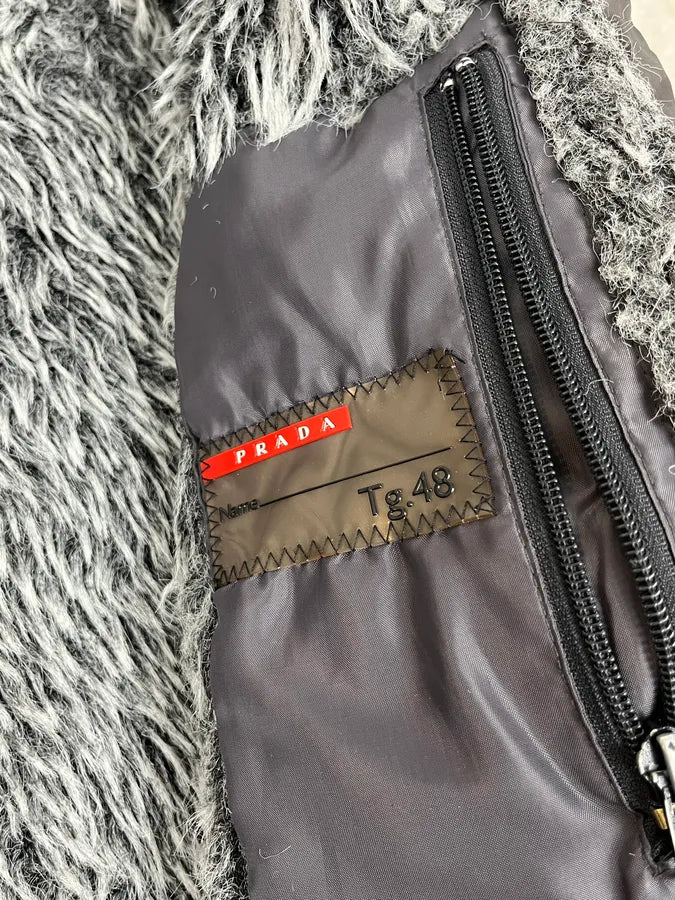 2000s Prada Dyed Kid Fur Grey Hooded Puffer Jacket aIJziGx 11