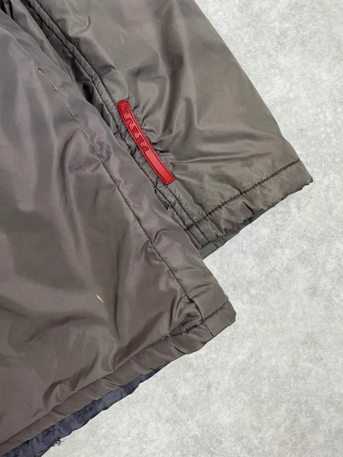  2000s Prada Dyed Kid Fur Grey Hooded Puffer Jacket aIJziGx 6