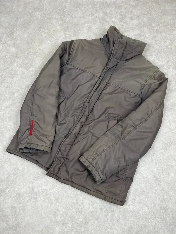  2000s Prada Dyed Kid Fur Grey Hooded Puffer Jacket aIJziGx 3