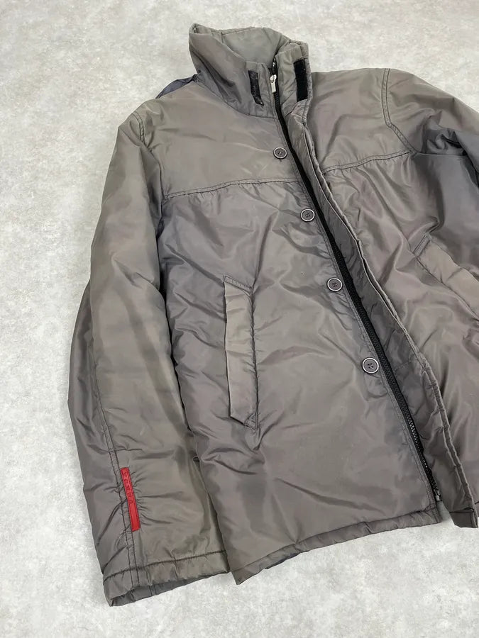  2000s Prada Dyed Kid Fur Grey Hooded Puffer Jacket aIJziGx 7