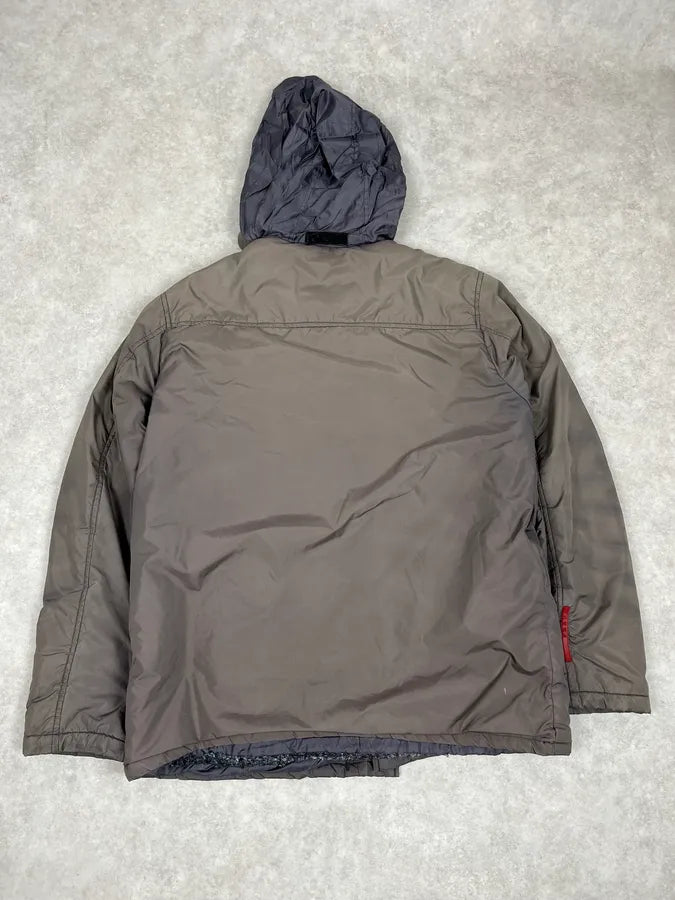  2000s Prada Dyed Kid Fur Grey Hooded Puffer Jacket aIJziGx 4