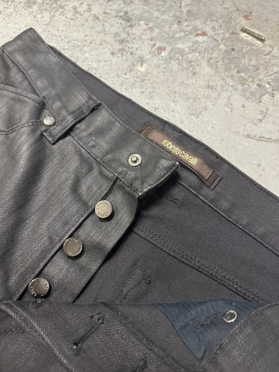 AW2007 Roberto Cavalli Black Distressed Slim Jeans tuiZXSd 10