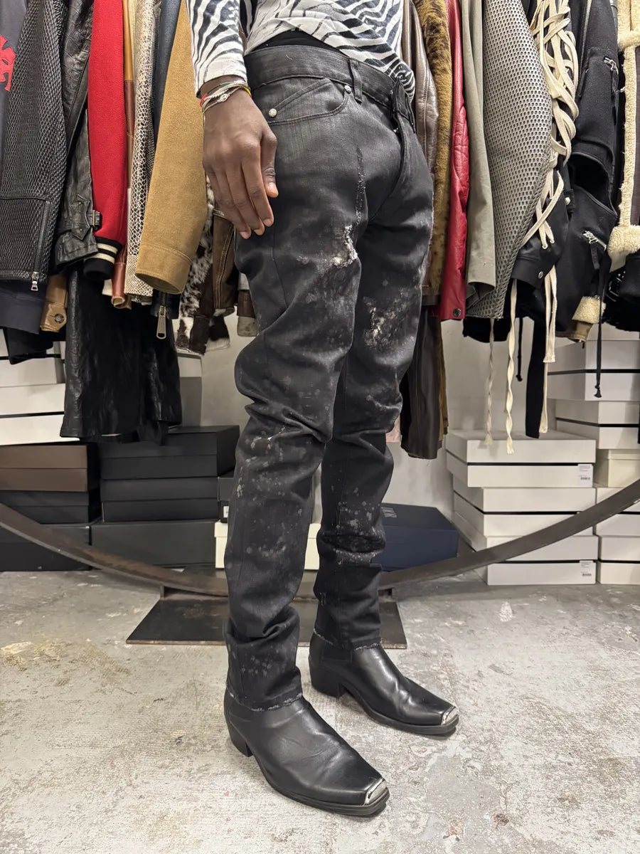AW2007 Roberto Cavalli Black Distressed Slim Jeans tuiZXSd 2