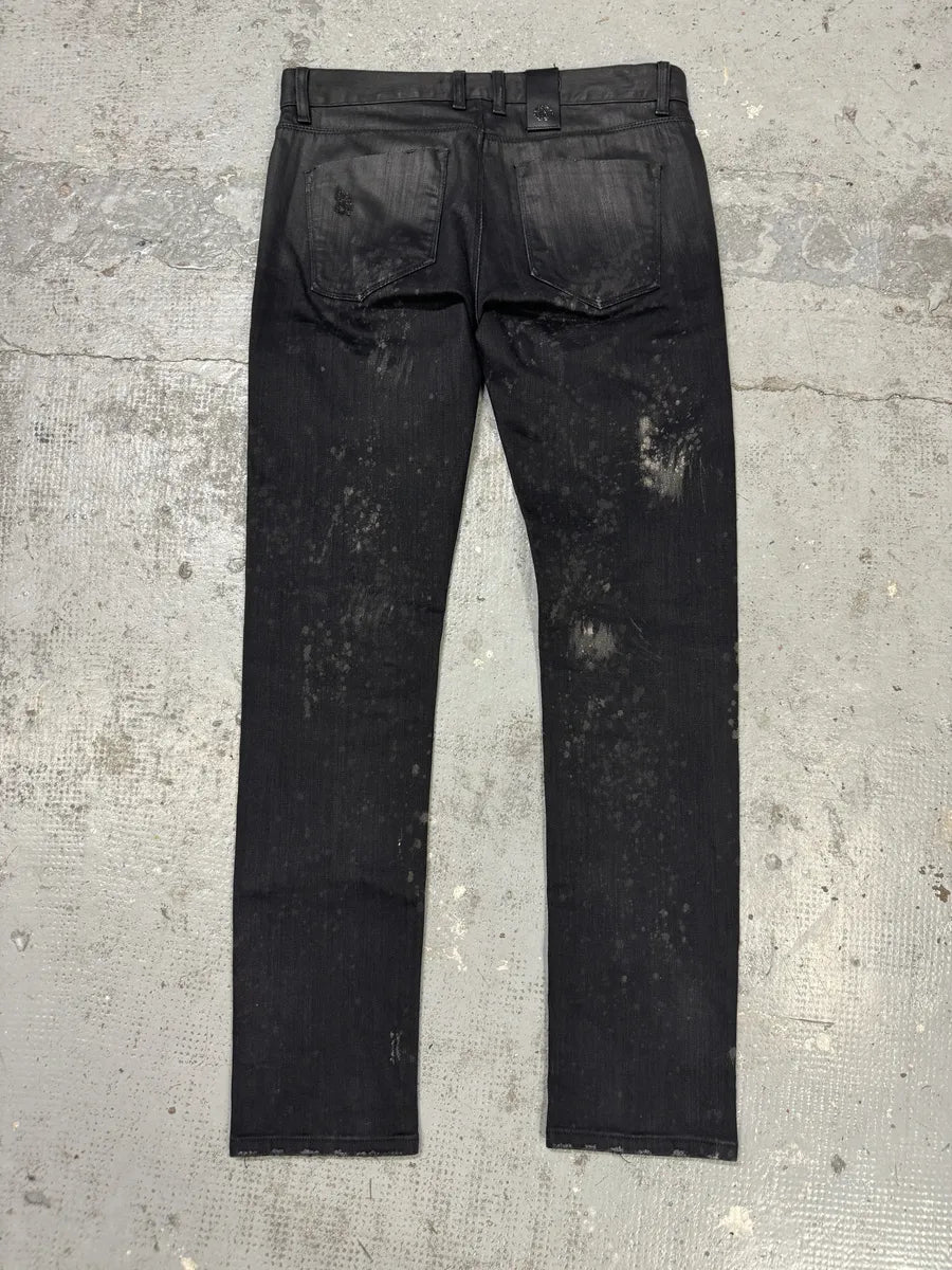 AW2007 Roberto Cavalli Black Distressed Slim Jeans tuiZXSd 4