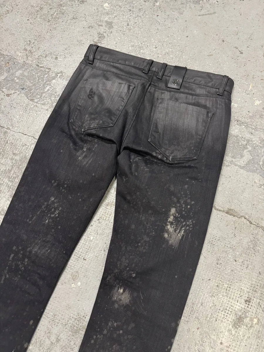 AW2007 Roberto Cavalli Black Distressed Slim Jeans tuiZXSd 6
