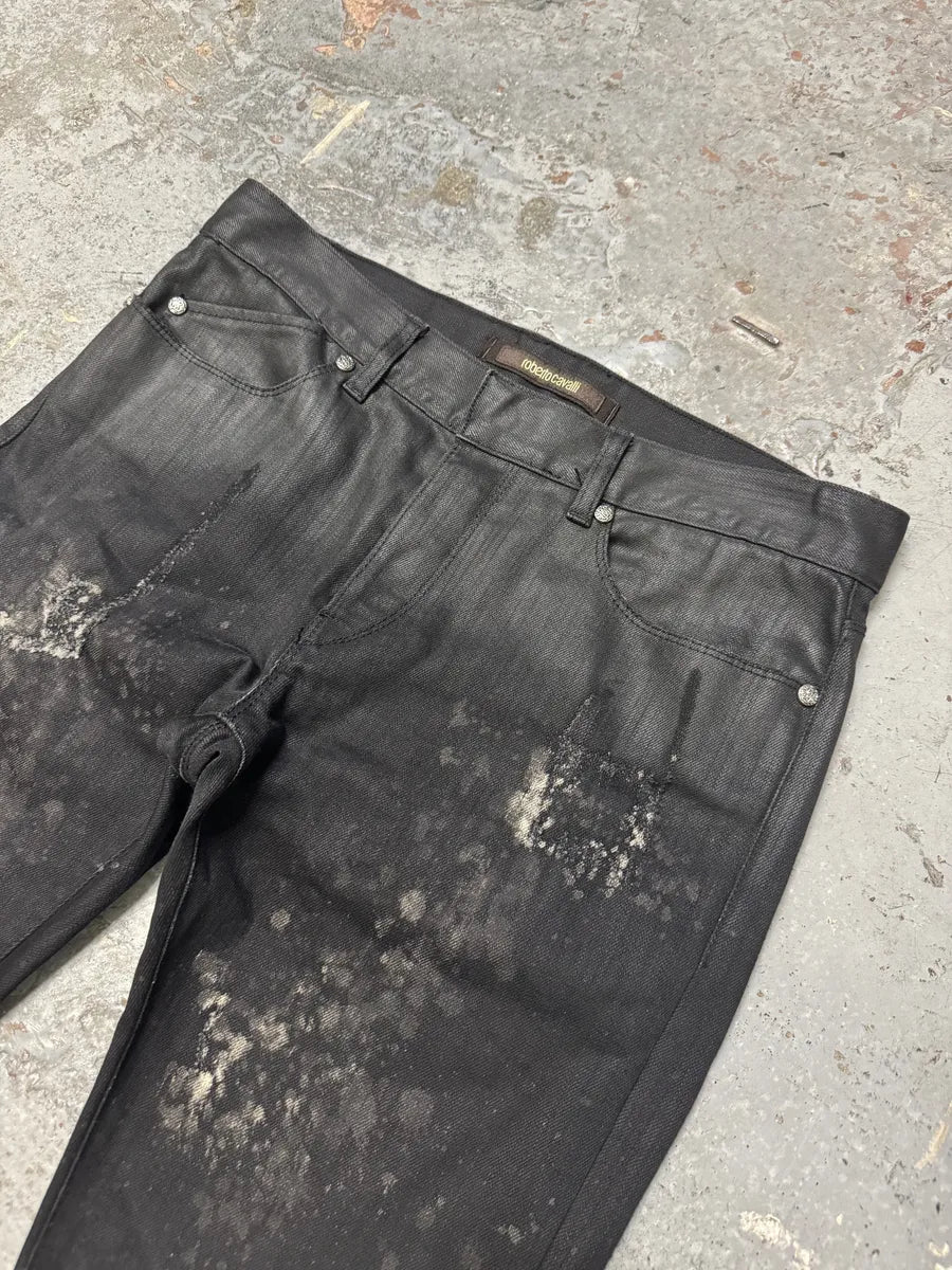 AW2007 Roberto Cavalli Black Distressed Slim Jeans tuiZXSd 9