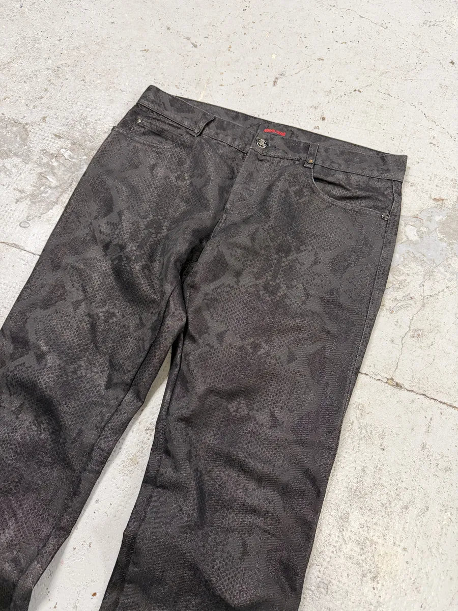 AW2007 Roberto Cavalli Black Snakeskin Effect Obscure Pants WWKRzaG 11
