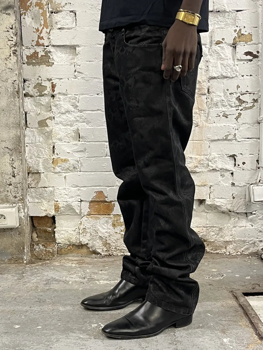 AW2007 Roberto Cavalli Black Snakeskin Effect Obscure Pants WWKRzaG 2
