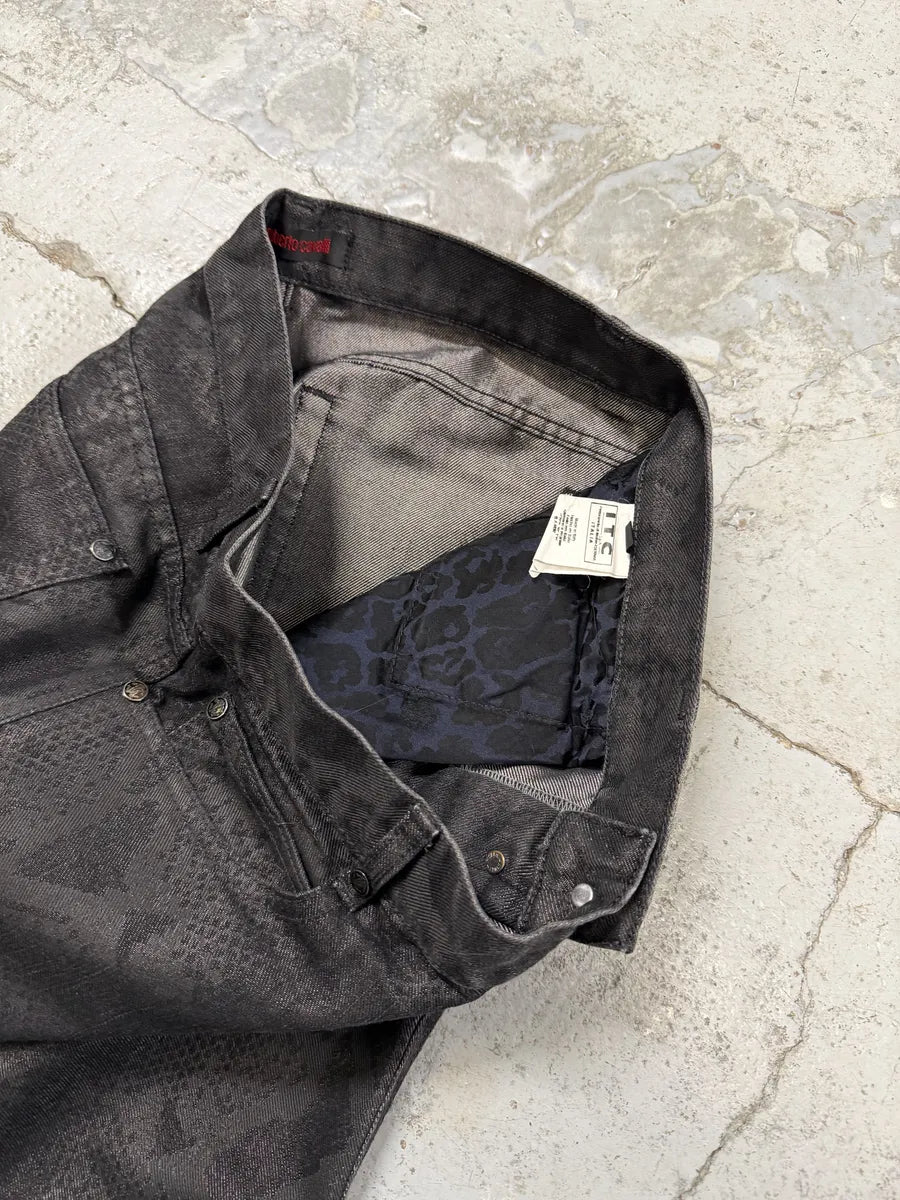 AW2007 Roberto Cavalli Black Snakeskin Effect Obscure Pants WWKRzaG 5