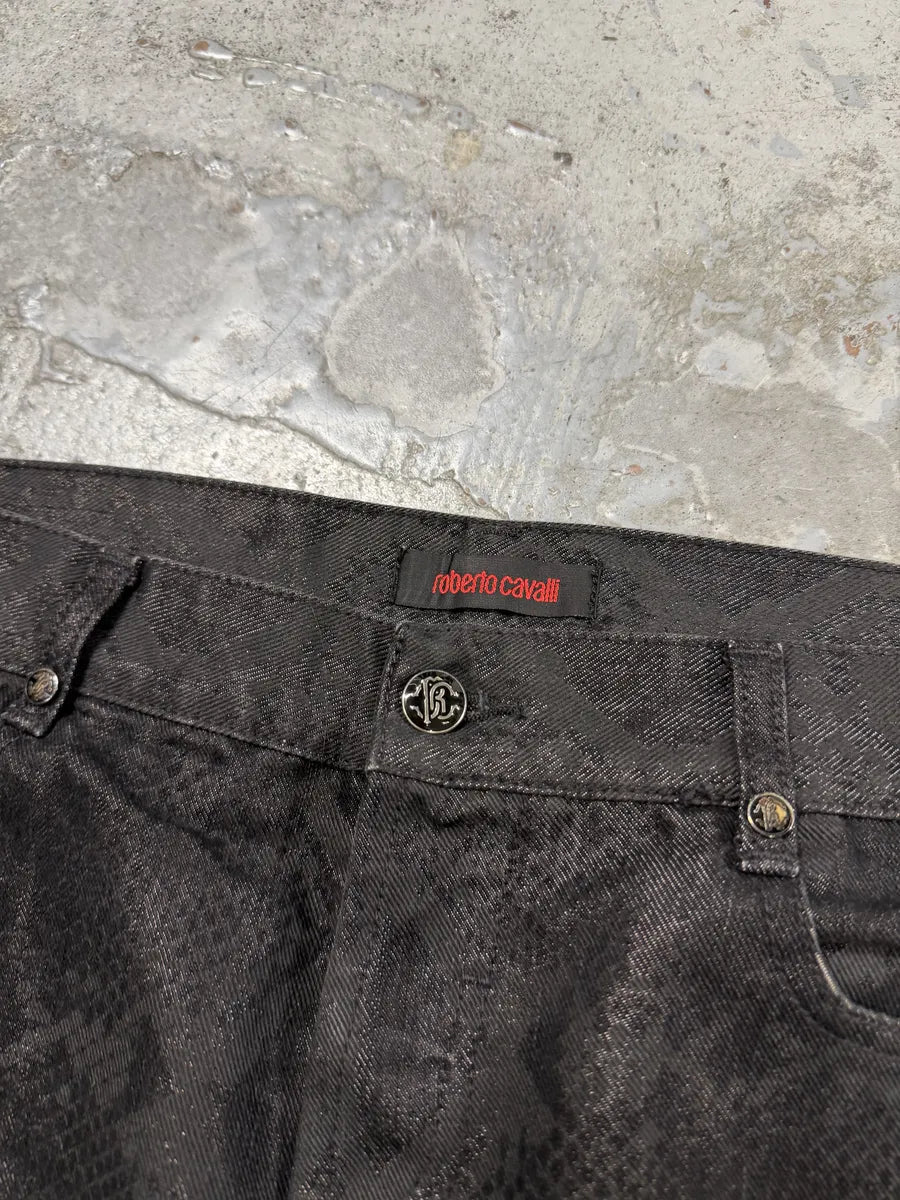 AW2007 Roberto Cavalli Black Snakeskin Effect Obscure Pants WWKRzaG 8