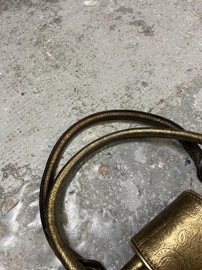 AW2007 Roberto Cavalli Gold Buckle Embroidered Handle Leather Bag (OS) zCvilUB 3