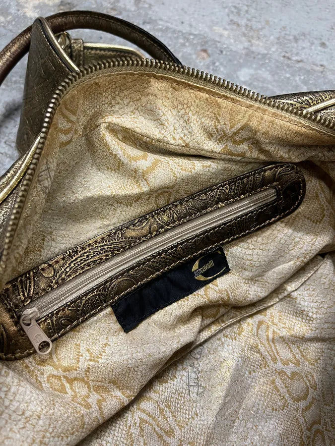 AW2007 Roberto Cavalli Gold Buckle Embroidered Handle Leather Bag (OS) zCvilUB 8