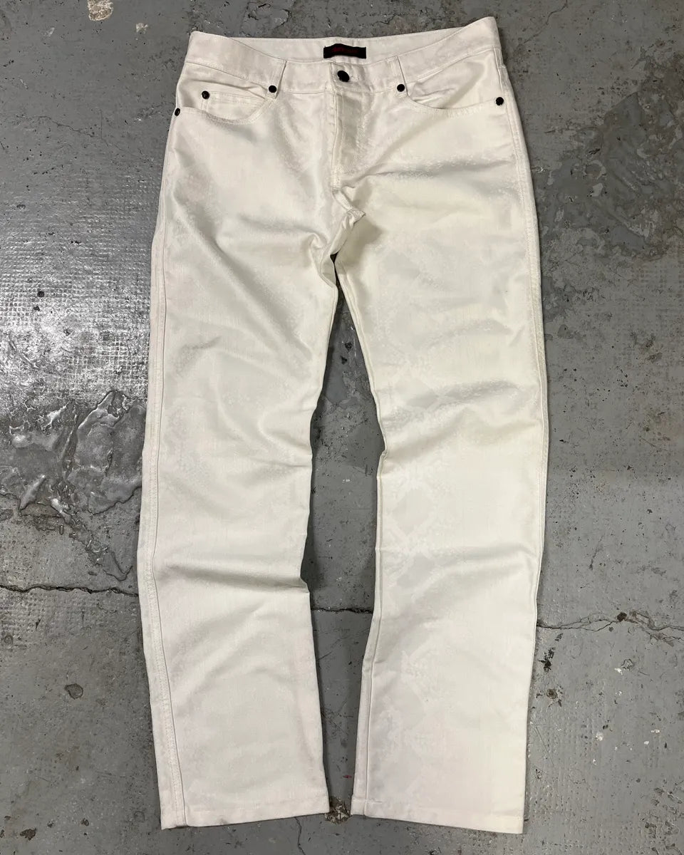 AW2007 Roberto Cavalli White Python Pants (S/M) HSIRFrt 0