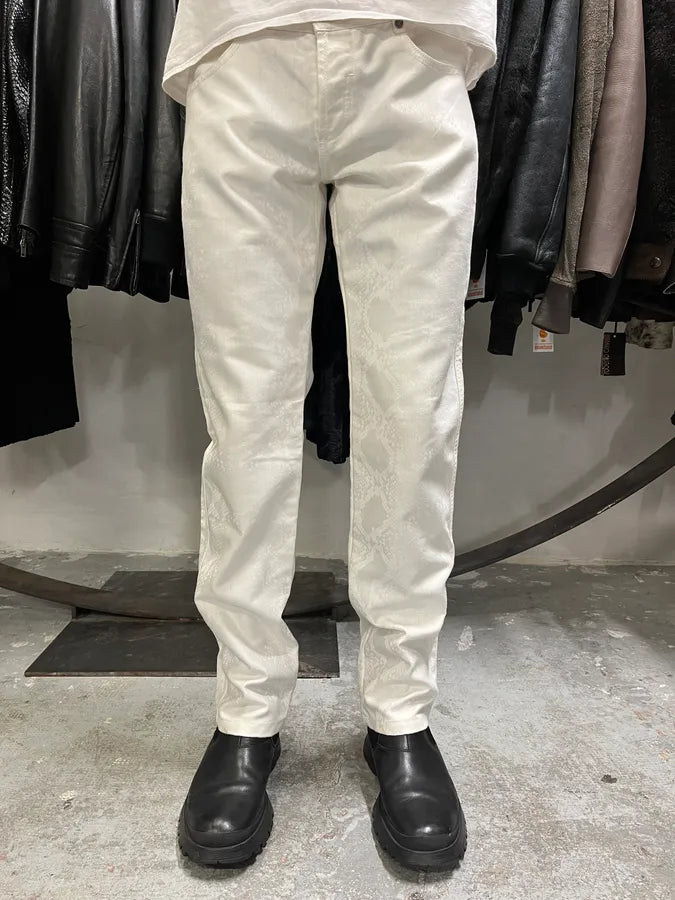 AW2007 Roberto Cavalli White Python Pants (S/M) HSIRFrt 1