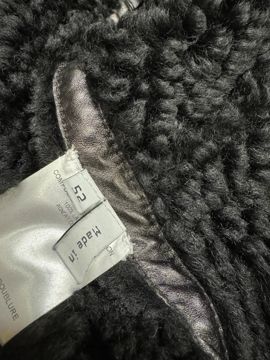 AW2008 Balenciaga Lambskin Black Asymmetrical Shearling Leather Jacket nsVmIJn 6