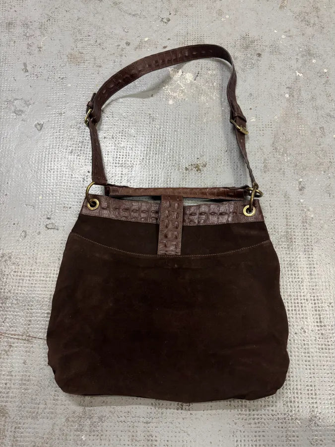 AW2008 Cavalli Crocodile Effect Leather Brown Shoulder Bag uDuFrrz 2