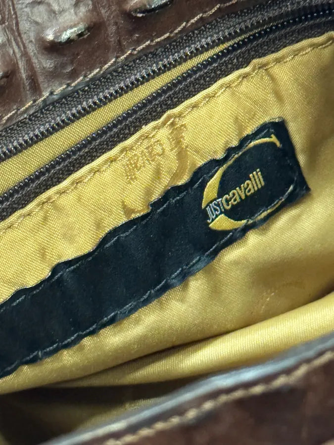 AW2008 Cavalli Crocodile Effect Leather Brown Shoulder Bag uDuFrrz 3