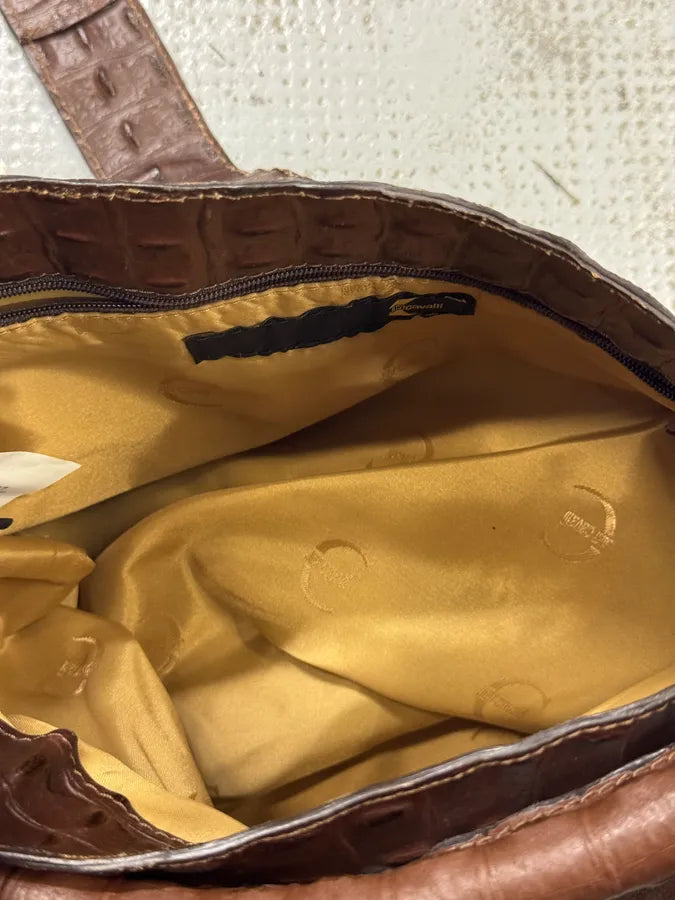 AW2008 Cavalli Crocodile Effect Leather Brown Shoulder Bag uDuFrrz 4