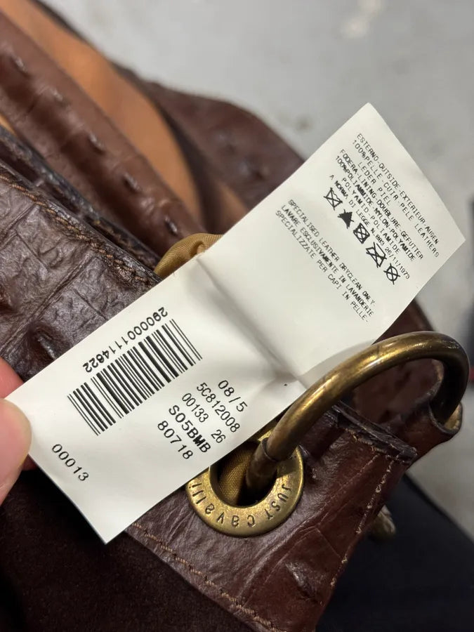 AW2008 Cavalli Crocodile Effect Leather Brown Shoulder Bag uDuFrrz 5