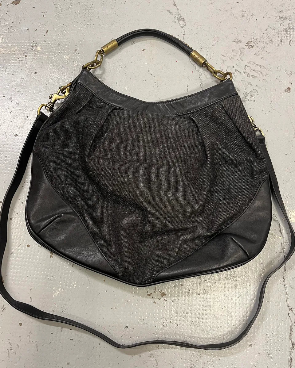 AW2008 Cavalli Grey Denim and Black Leather Handle Bag ZcxfDHk 10
