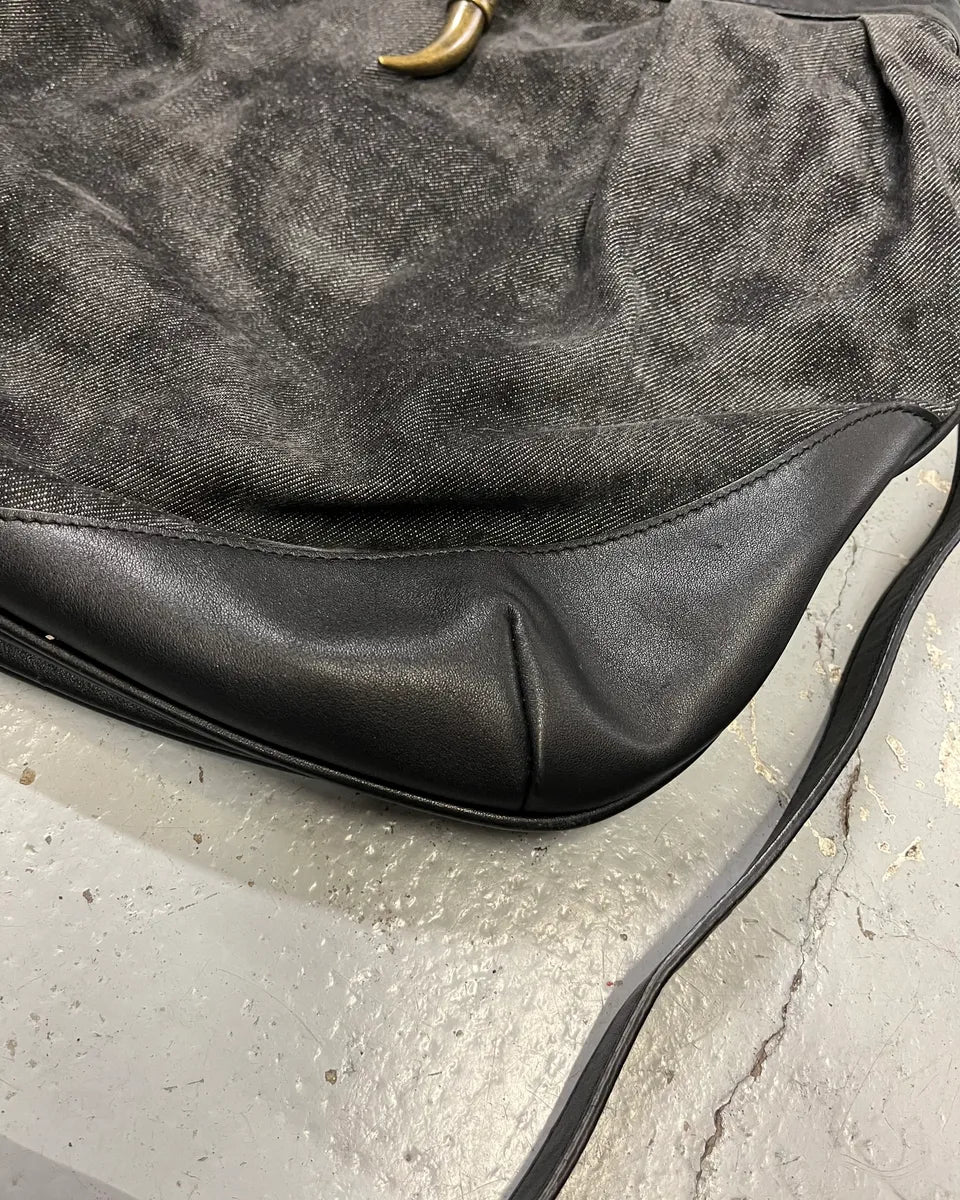 AW2008 Cavalli Grey Denim and Black Leather Handle Bag ZcxfDHk 5