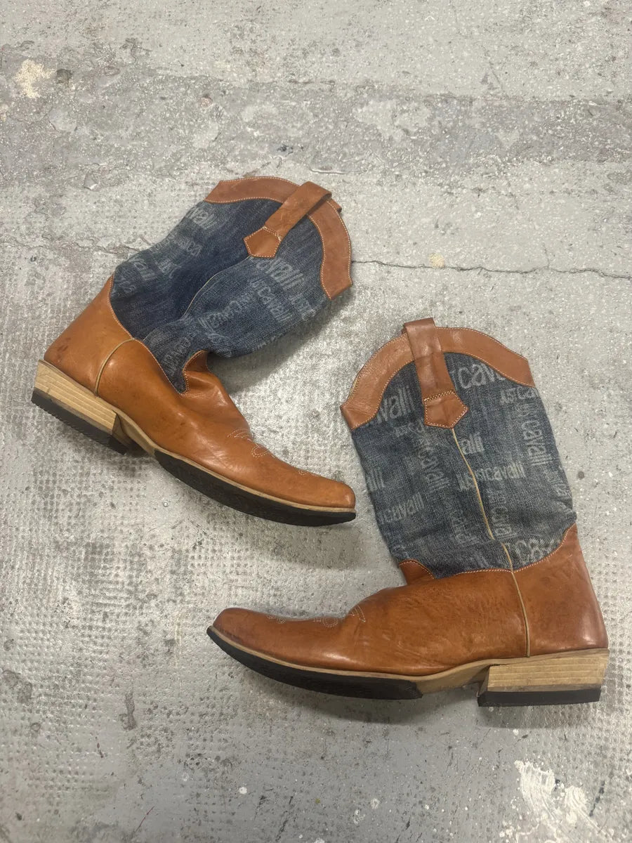 AW2008 Cavalli Orange Santiags Cow-boy Boots (42eu/us8.5) KtDulWk 1