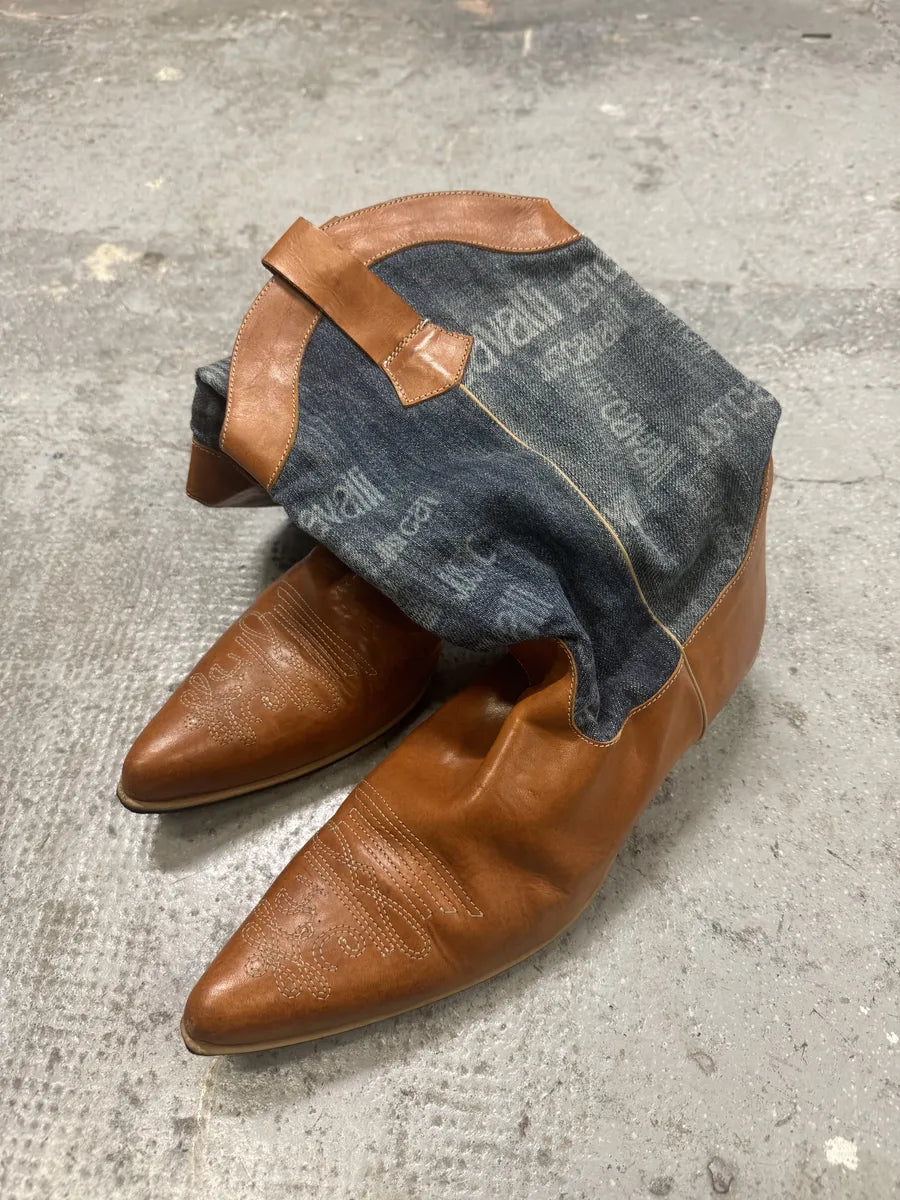 AW2008 Cavalli Orange Santiags Cow-boy Boots (42eu/us8.5) KtDulWk 3