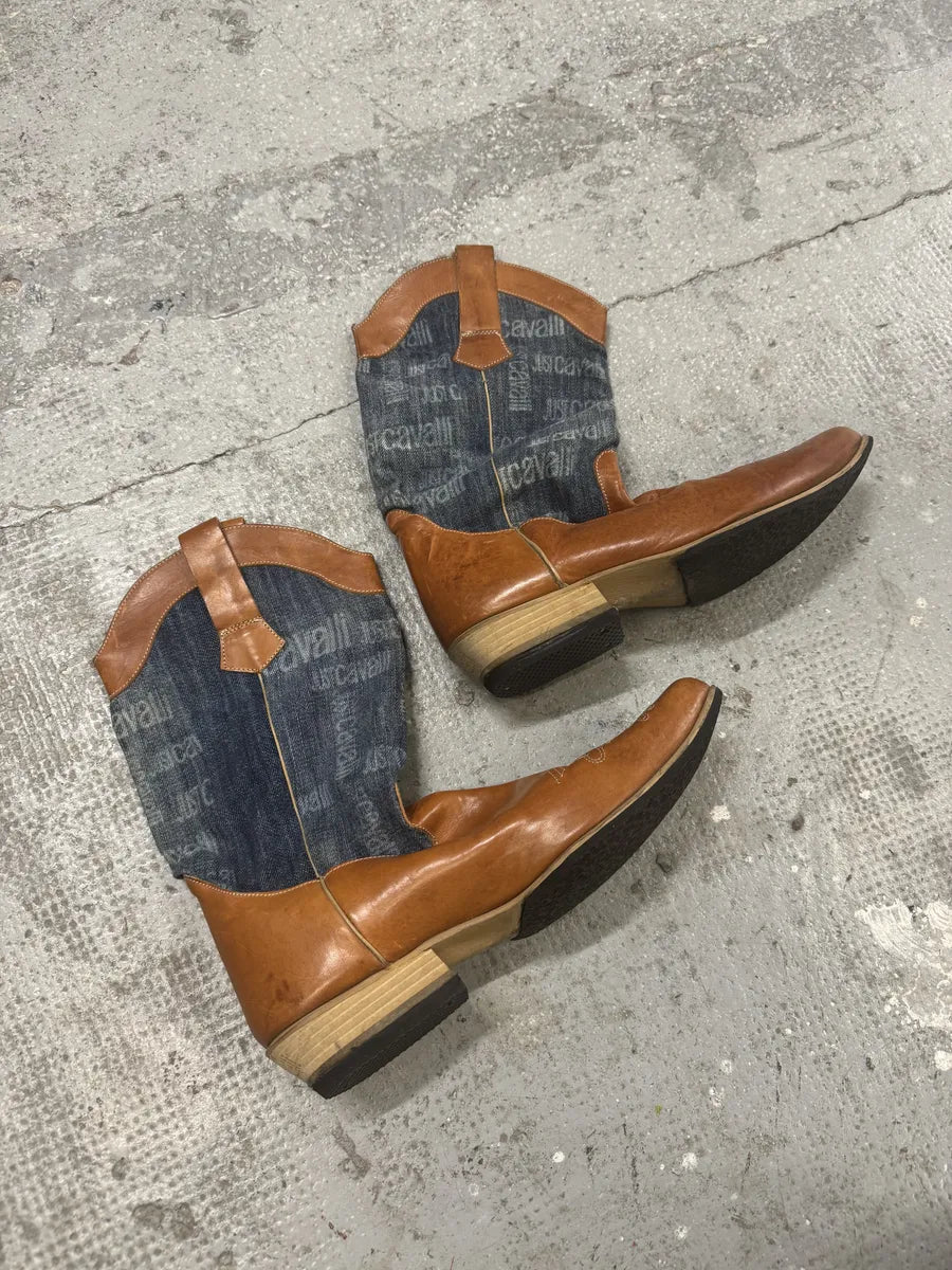 AW2008 Cavalli Orange Santiags Cow-boy Boots (42eu/us8.5) KtDulWk 4
