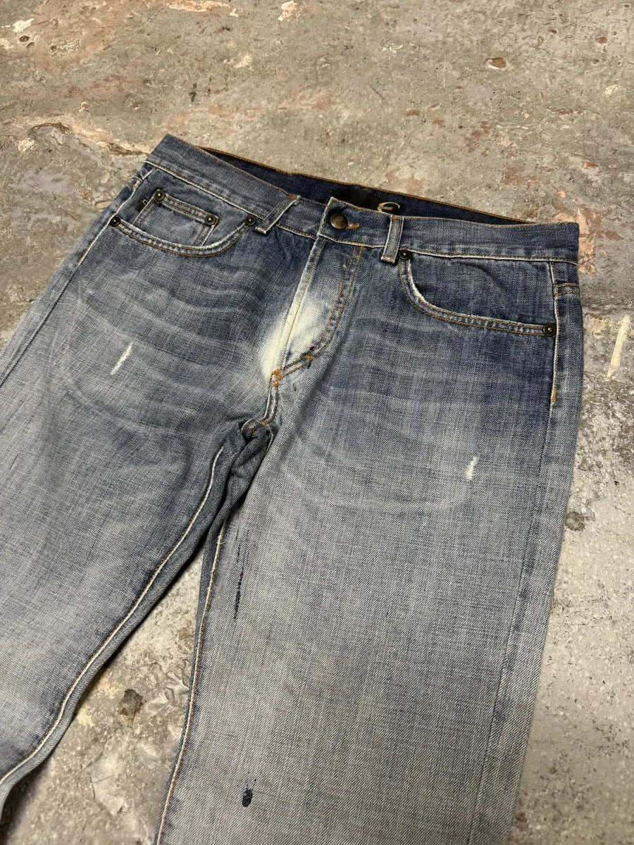 AW2008 Cavalli Painted Effect Blood Blue Denim Jeans (L) itUEJRq 10