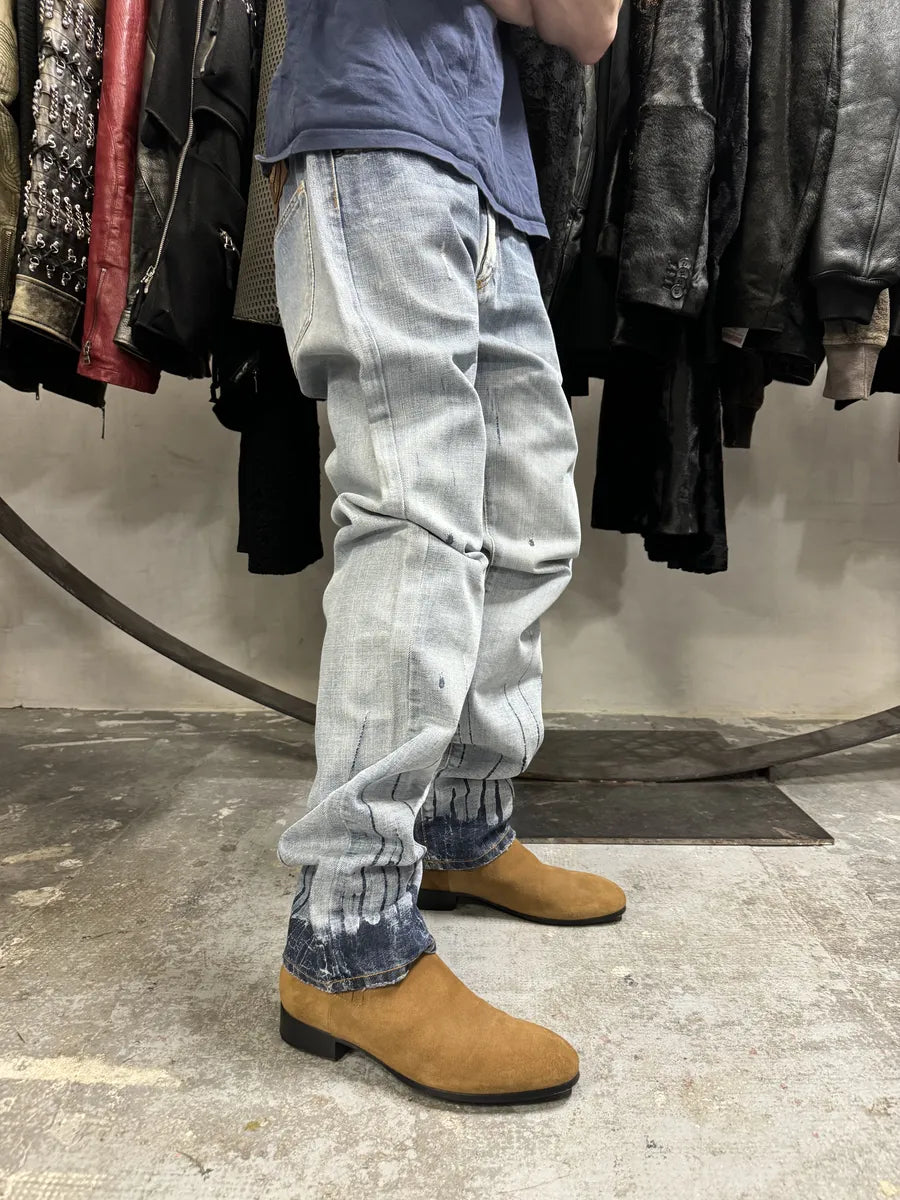 AW2008 Cavalli Painted Effect Blood Blue Denim Jeans (L) itUEJRq 3