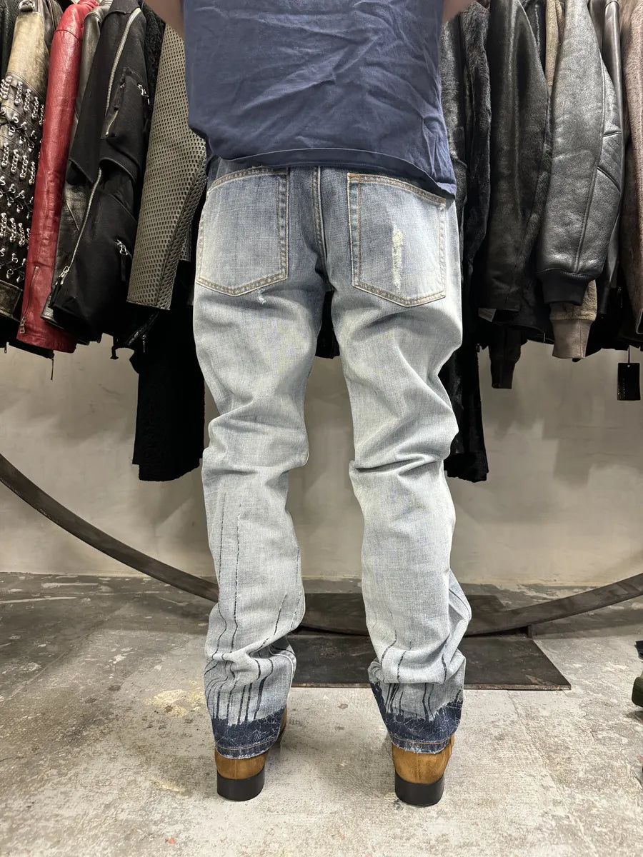 AW2008 Cavalli Painted Effect Blood Blue Denim Jeans (L) itUEJRq 4
