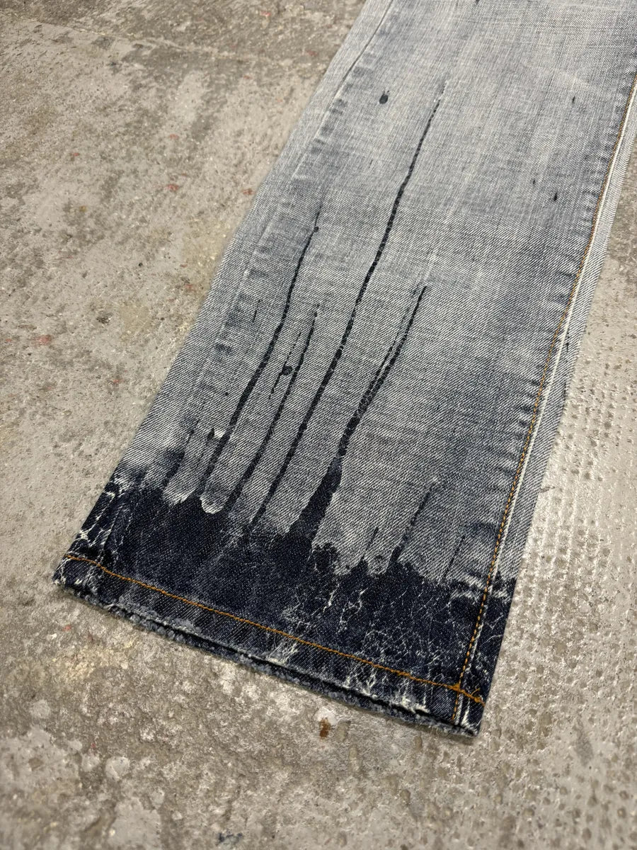 AW2008 Cavalli Painted Effect Blood Blue Denim Jeans (L) itUEJRq 9