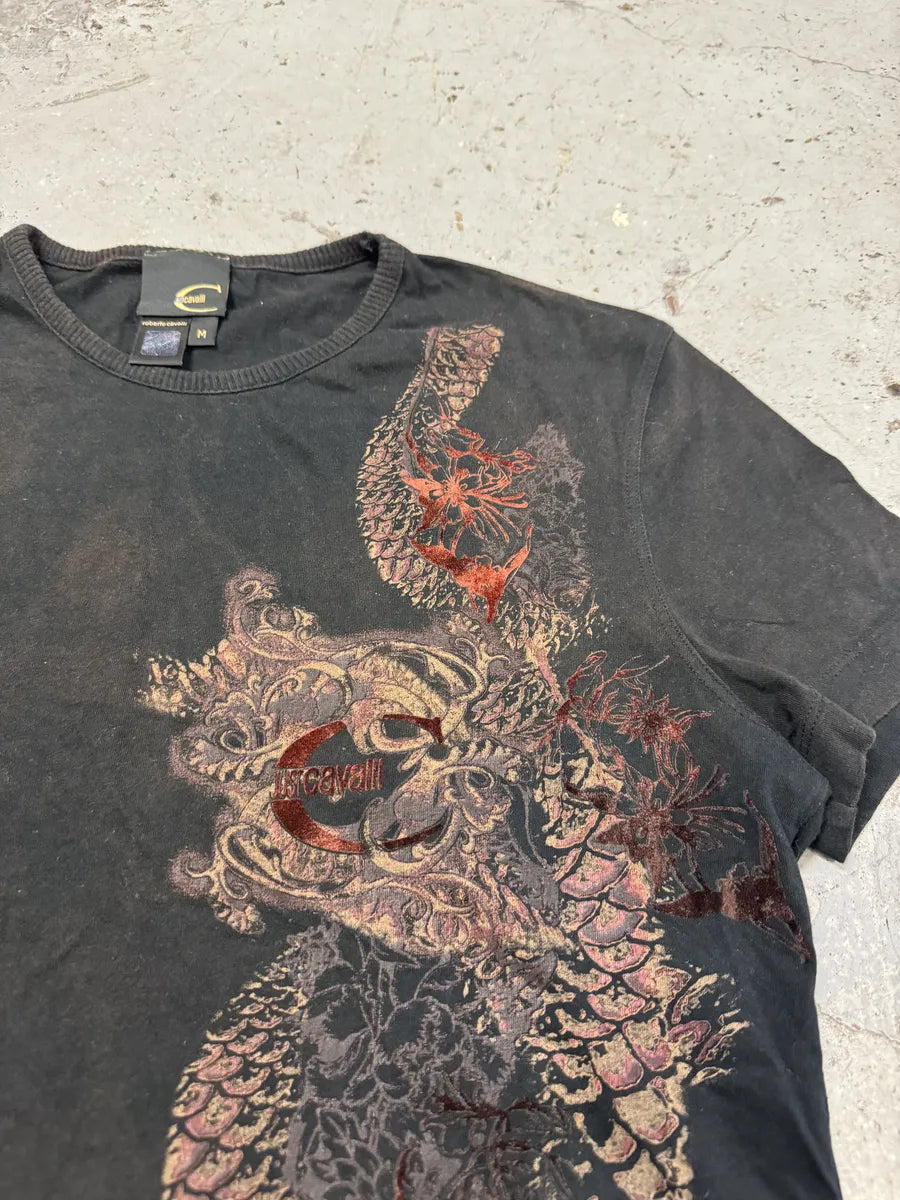AW2008 Cavalli Red Exotic Aura Black T-Shirt ZMjtSjz 2