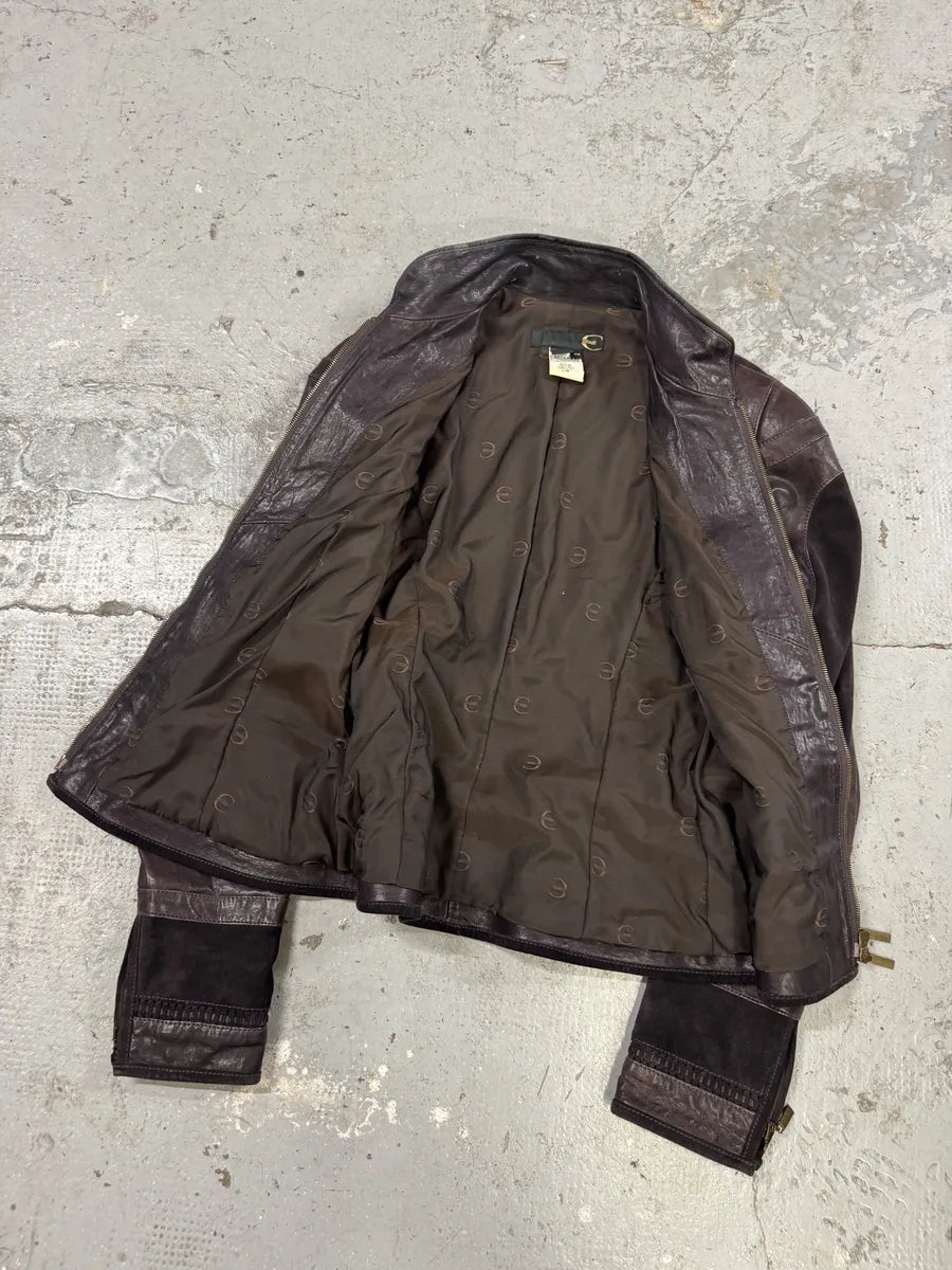 AW2008 Cavalli Soldier Purple Metallic Leather Hybride Jacket (S) oCdQjTF 6
