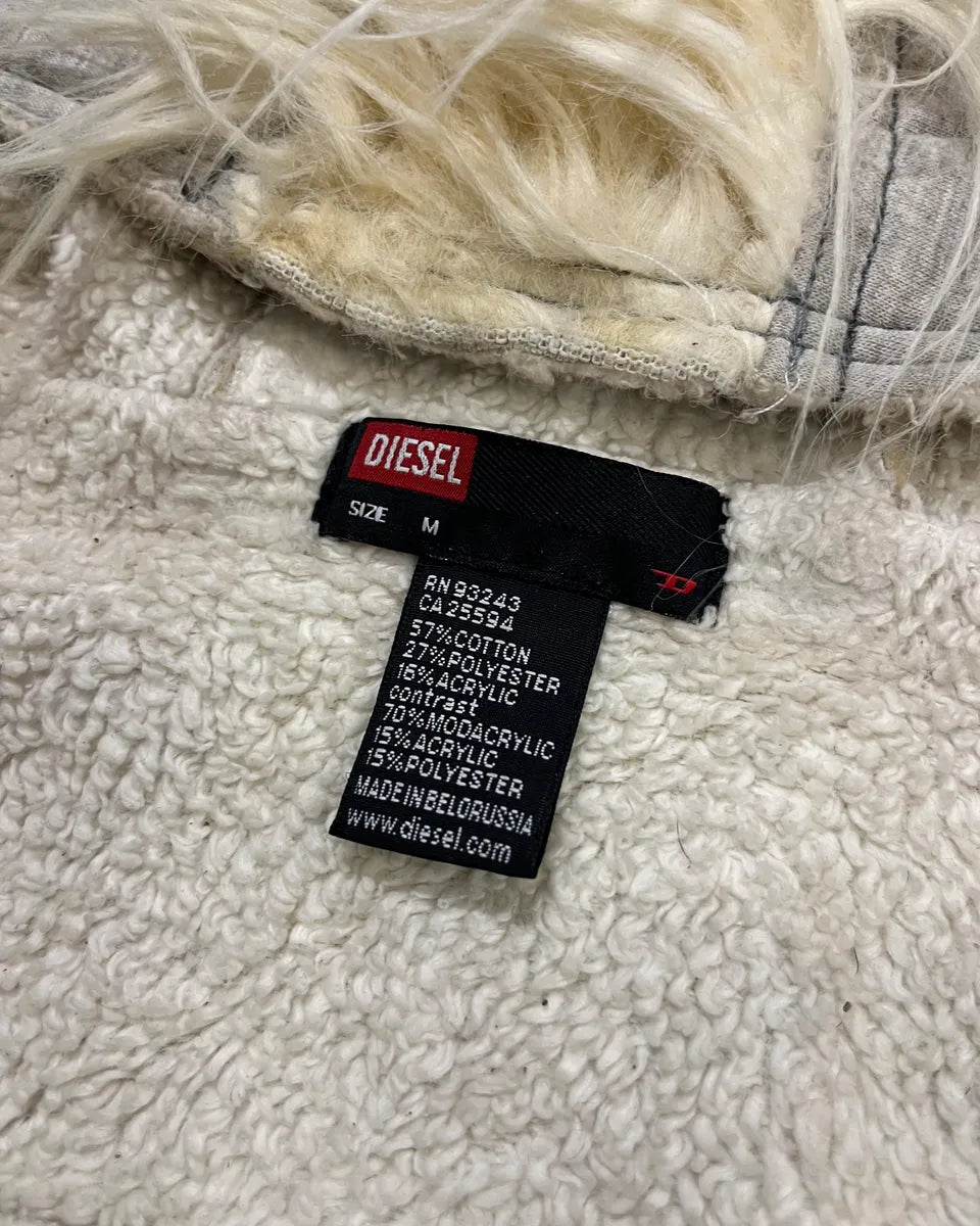AW2008 Diesel Grey Faux Fur Trim Jacket ROrpUNl 10