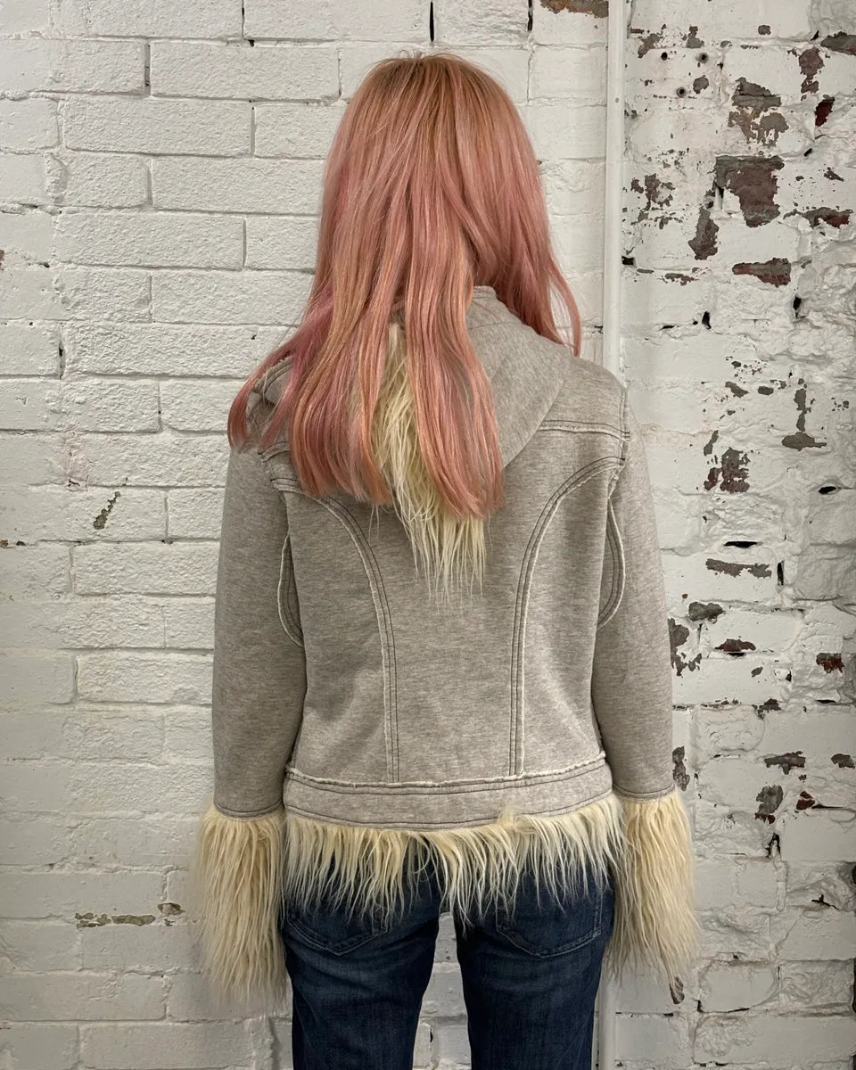 AW2008 Diesel Grey Faux Fur Trim Jacket ROrpUNl 2