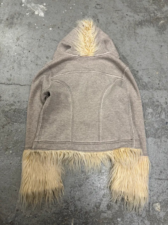 AW2008 Diesel Mohawk Punk Grey Fur Hoodie (XS/S) 3